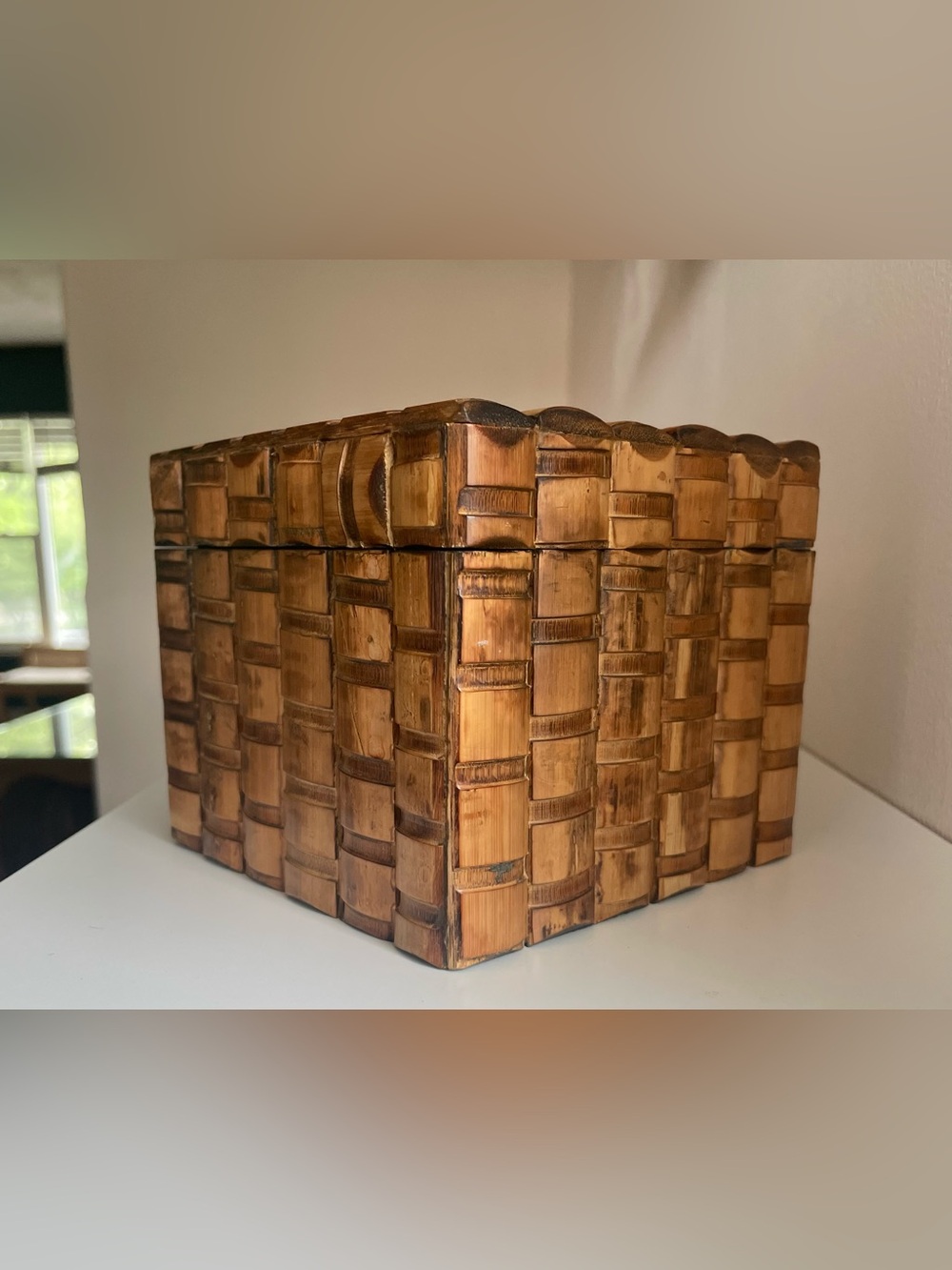 Handcrafted Brown Wood Decorative Storage Box
